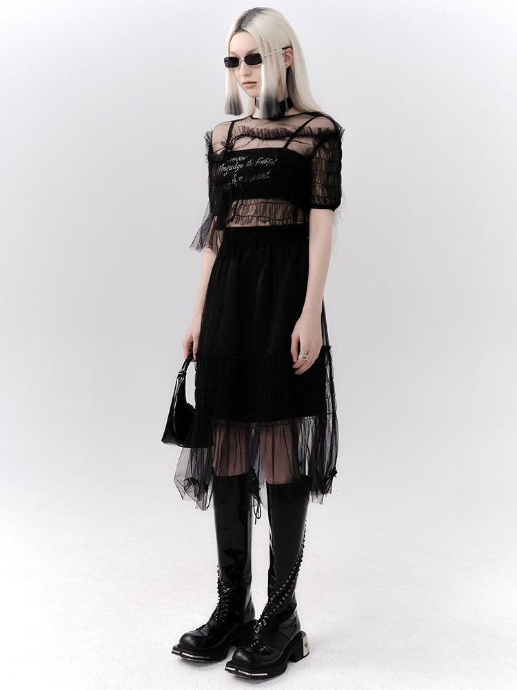 Tutu High-waist Butterfly See-through Skirt