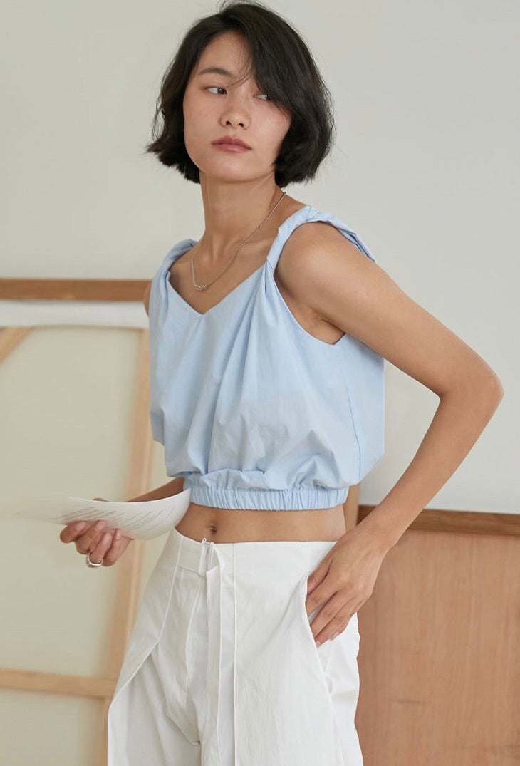 Twist Strap Cropped Top in Blue