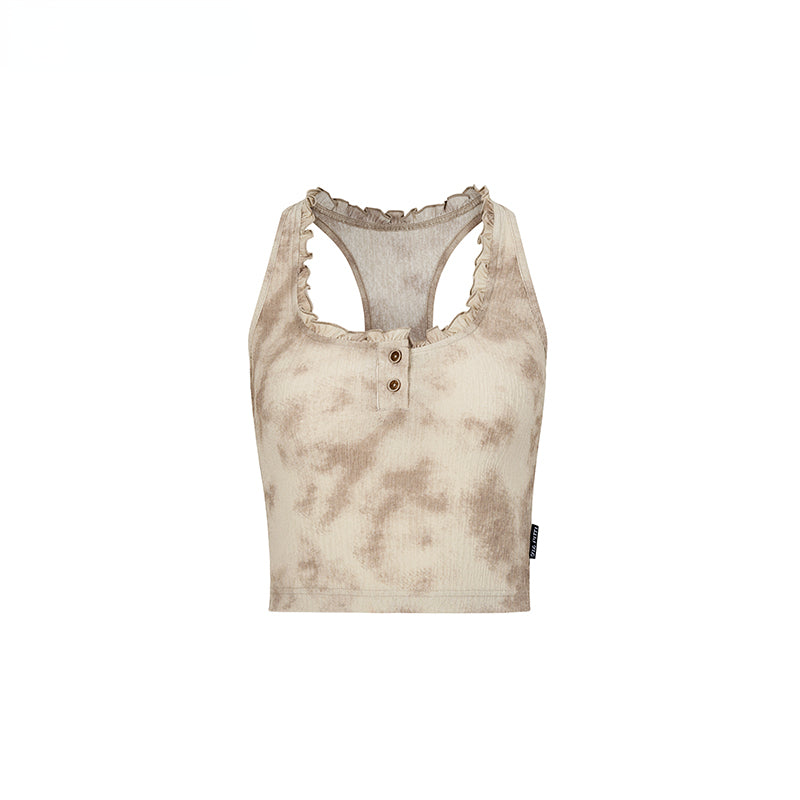 Coffee & Khaki Lace Patchwork Ombre Vest