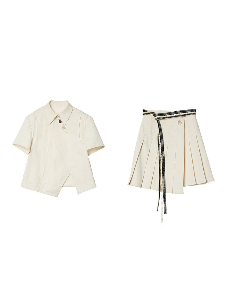 Shirt Pleats Skirt Belt Set-up