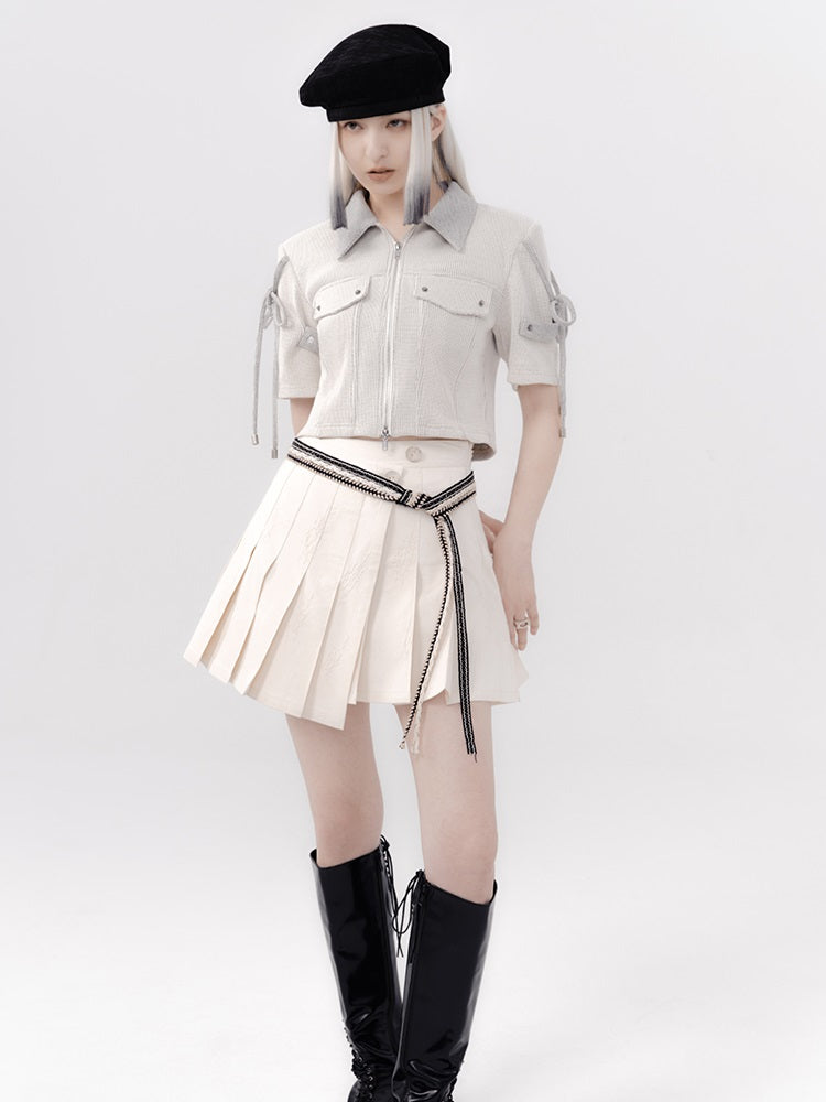 Shirt Pleats Skirt Belt Set-up