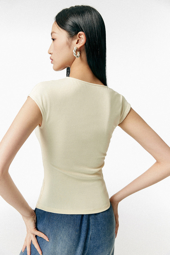 Twist Detail Cap Sleeve Top in Yellow