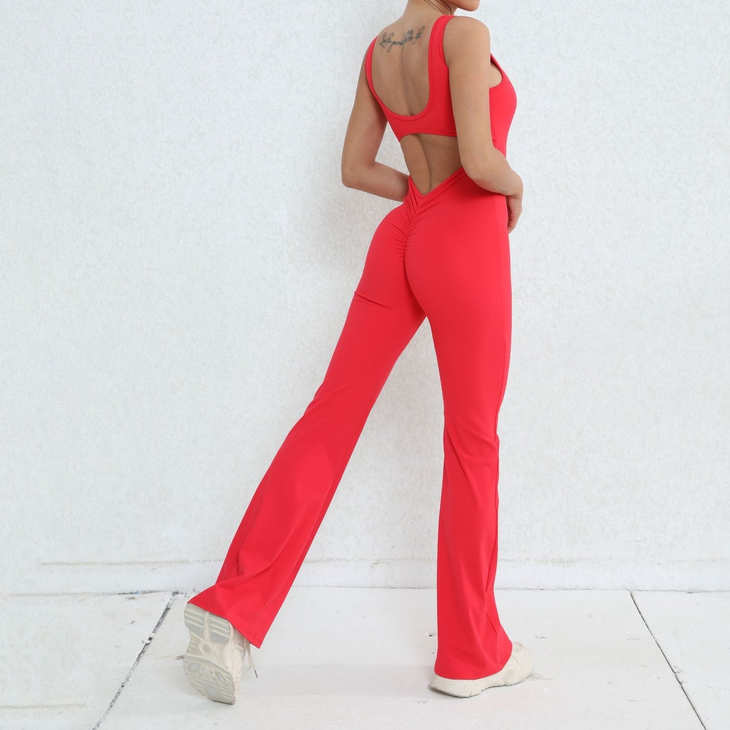 Scrunch Back Flared Jumpsuit