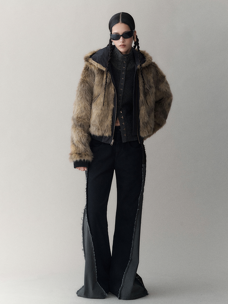 Reversible Luxury Fluffily Hoodie High-End  Fur-Jacket