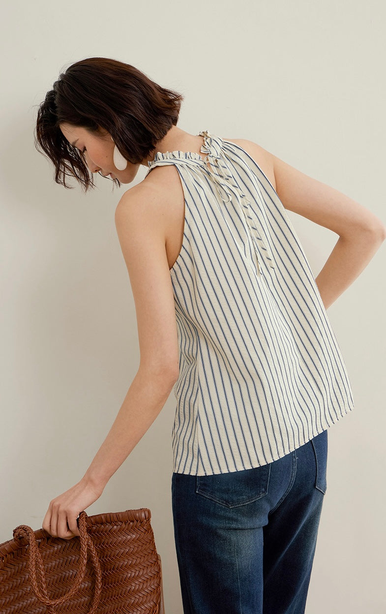 Striped Halter Top in White