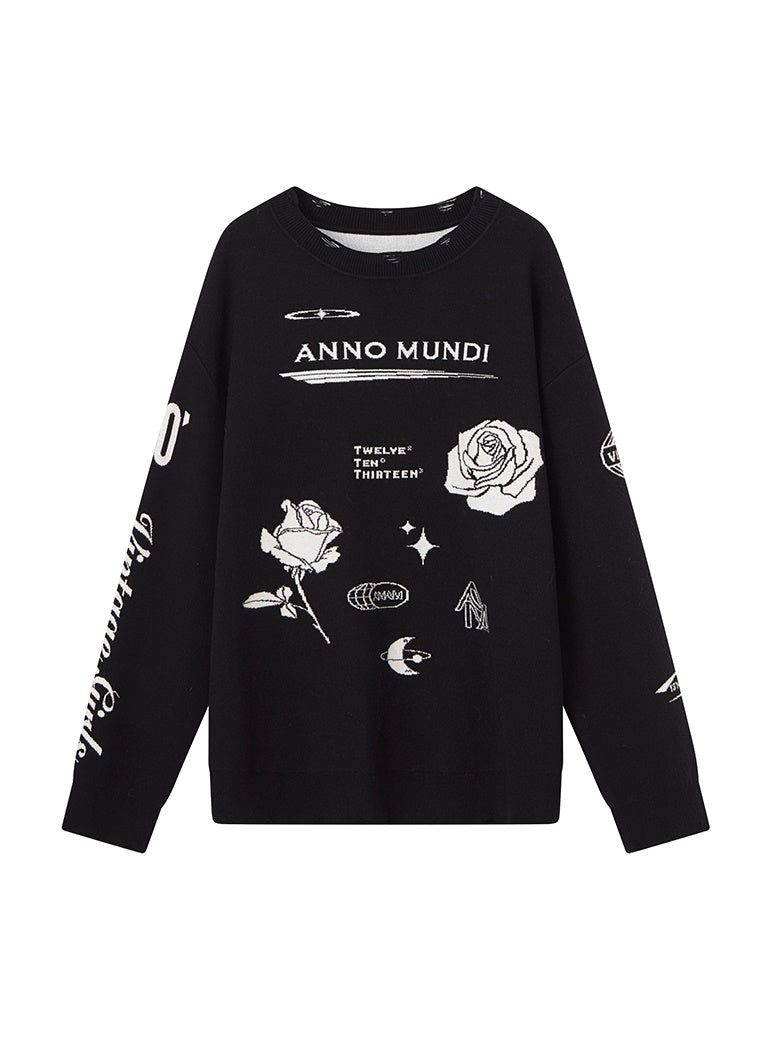 Sweat Rose Print Casual Pullover