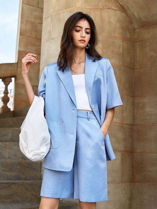 Aria Short Suit Blazer - Periwinkle