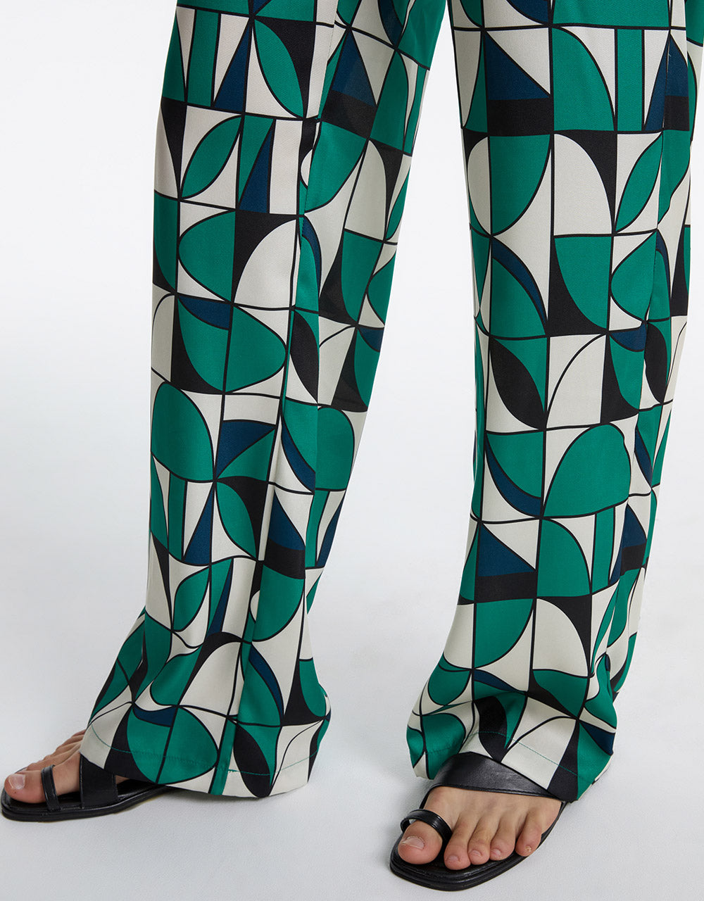 Geometric Print Wide Leg Pants