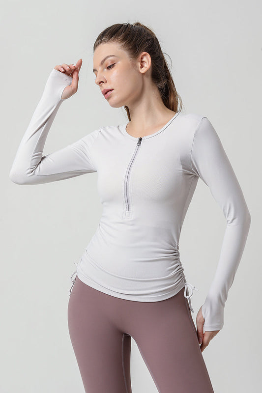 드로스트링이 있는 긴소매 튜닉 셔츠