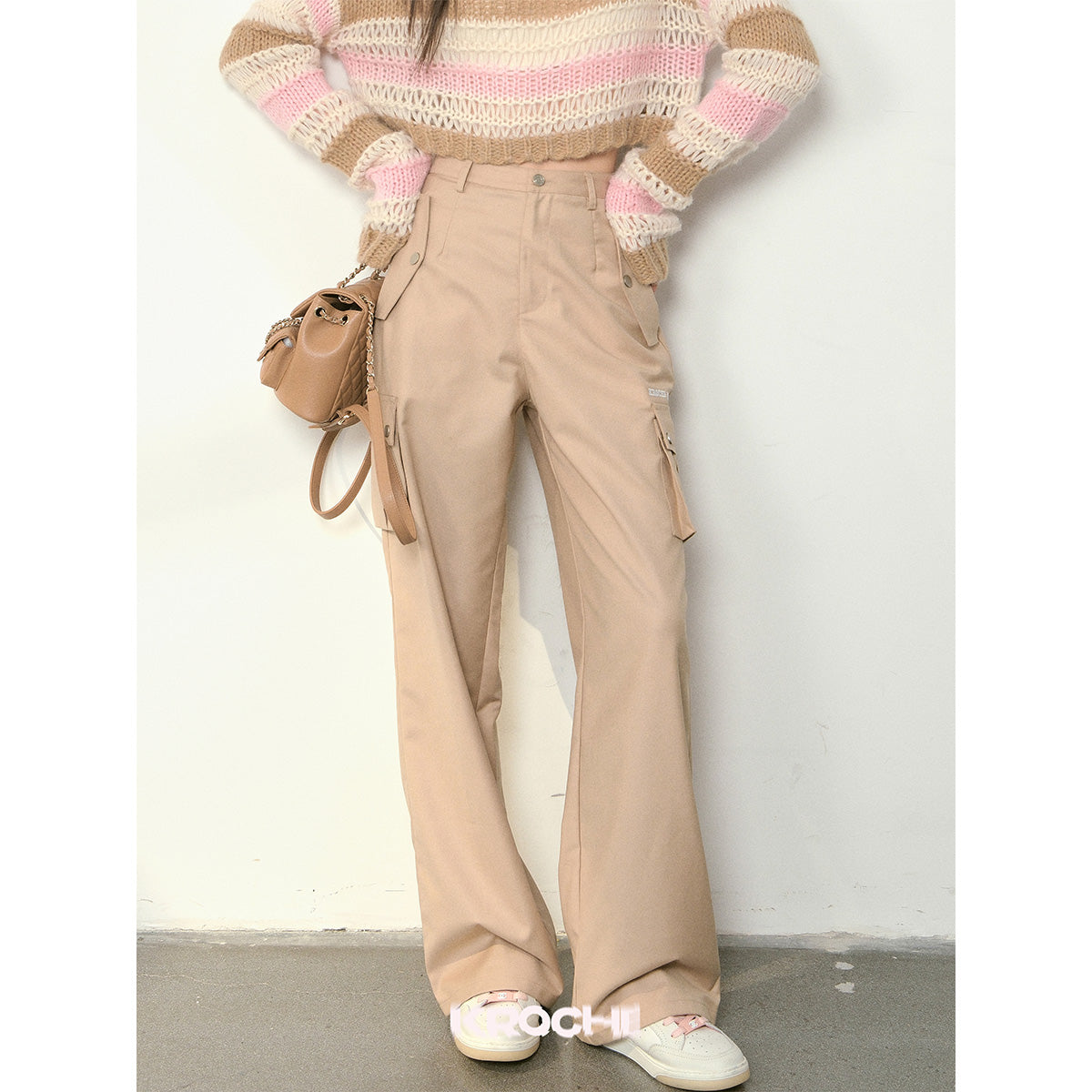 Kroche Multi-Pocket Oversized Cargo Pants Khaki