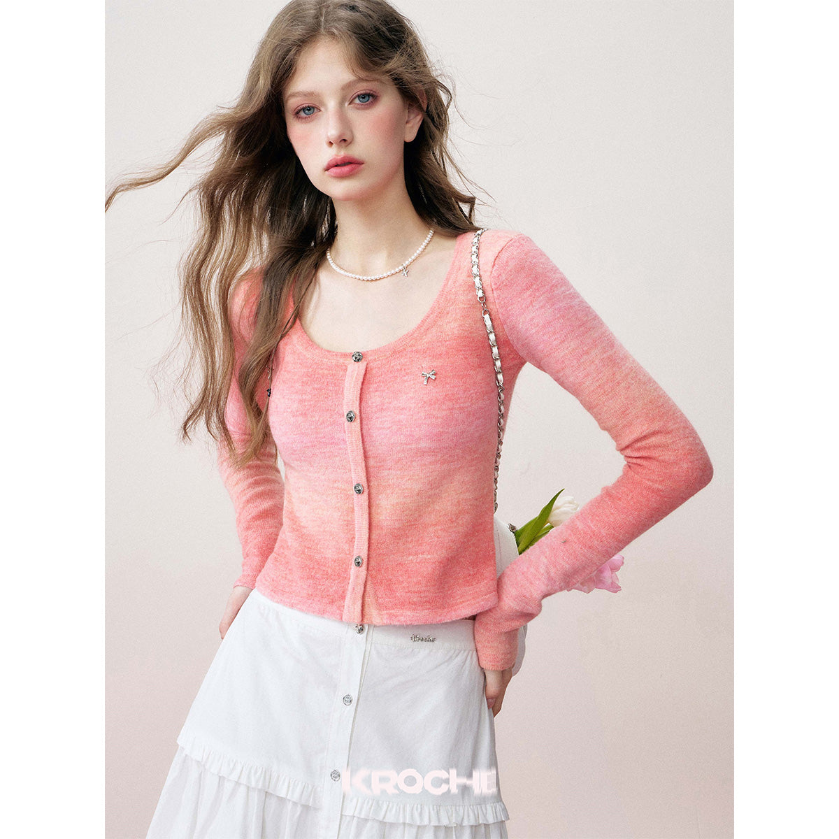 Kroche Peachy Gradient Woolen Cardigan