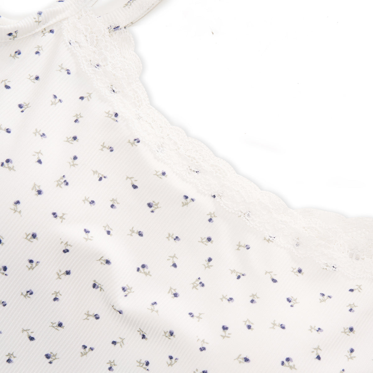 Kroche Lace Edge Floral Chest Pads Vest Blue