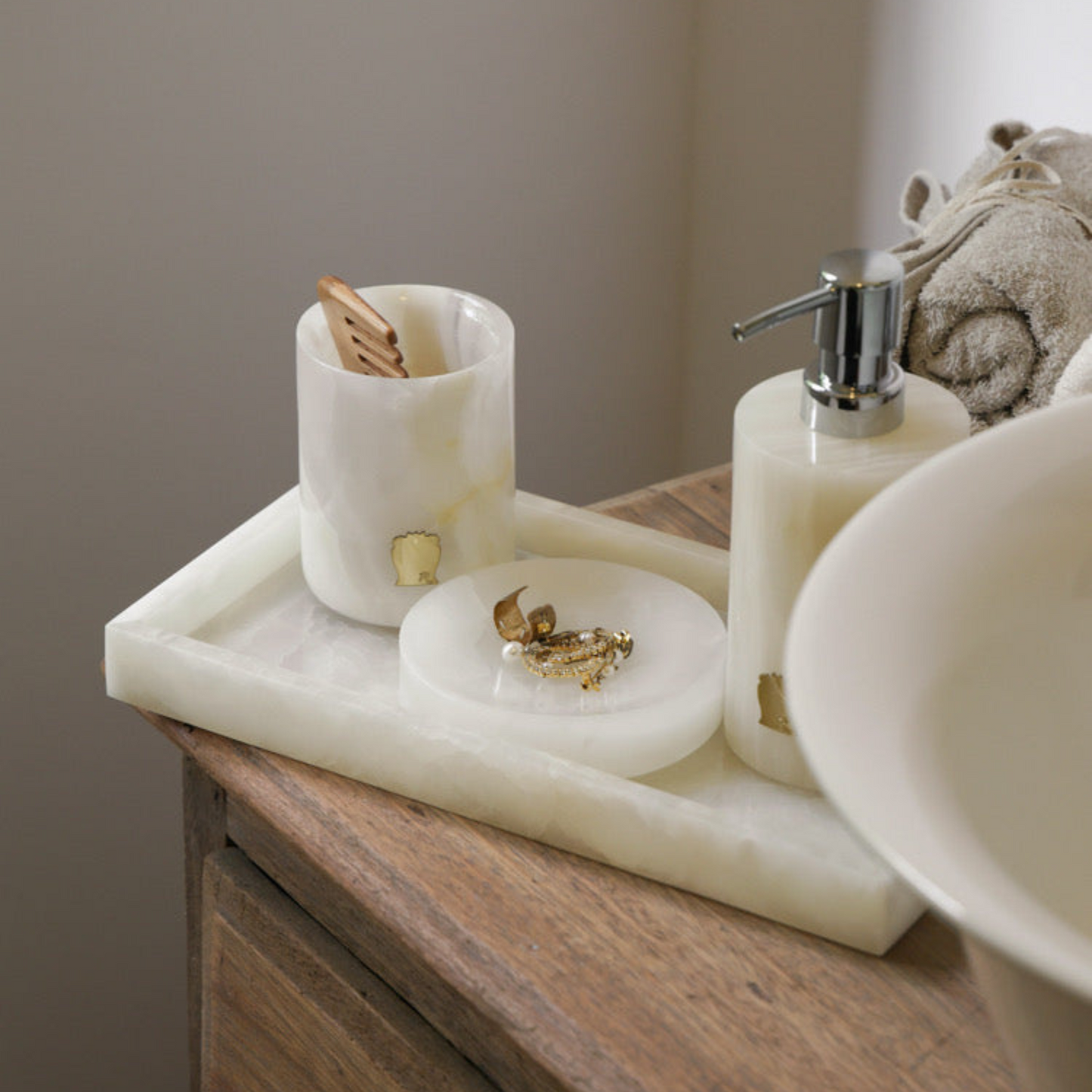 White Jade Marble Bathroom Storage