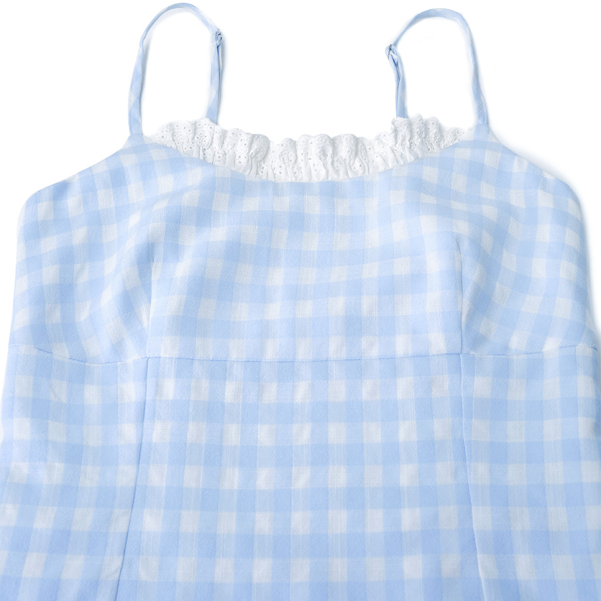 Kroche Plaid Lace Edge Patchwork Vest Blue