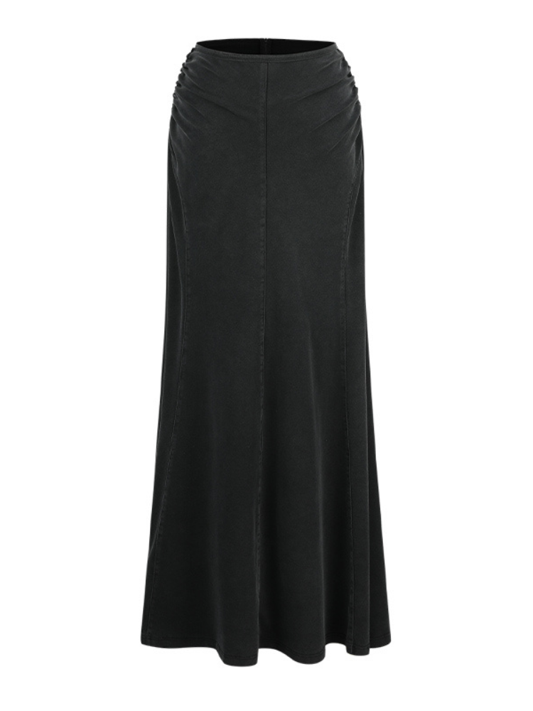 Black Knit Mermaid Hem Midi Skirt