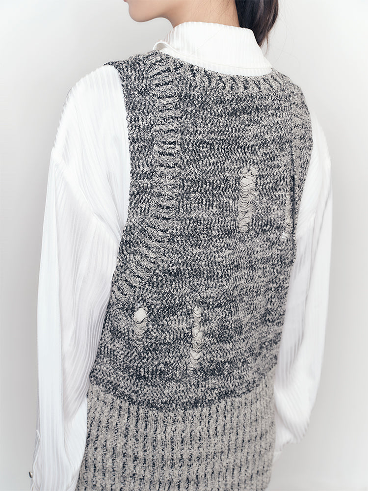 4Type Knit Casual Loose Chic Vest＆Cardigan