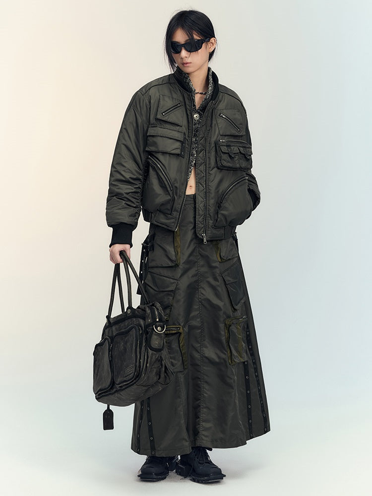 밀리터리 캐주얼 사이드포켓 핸썸 Ma1&amp;플레어스커트 