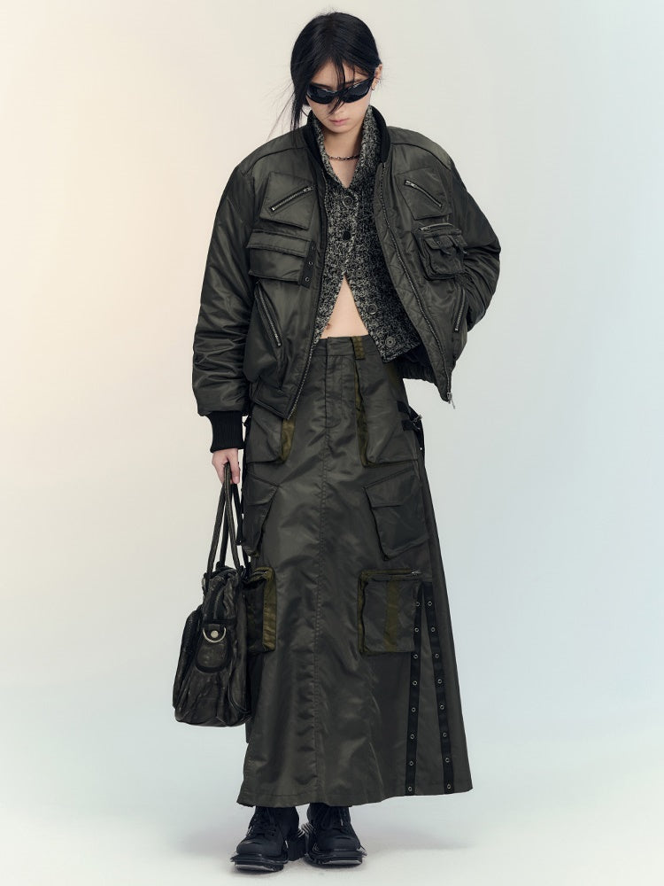 밀리터리 캐주얼 사이드포켓 핸썸 Ma1&amp;플레어스커트 