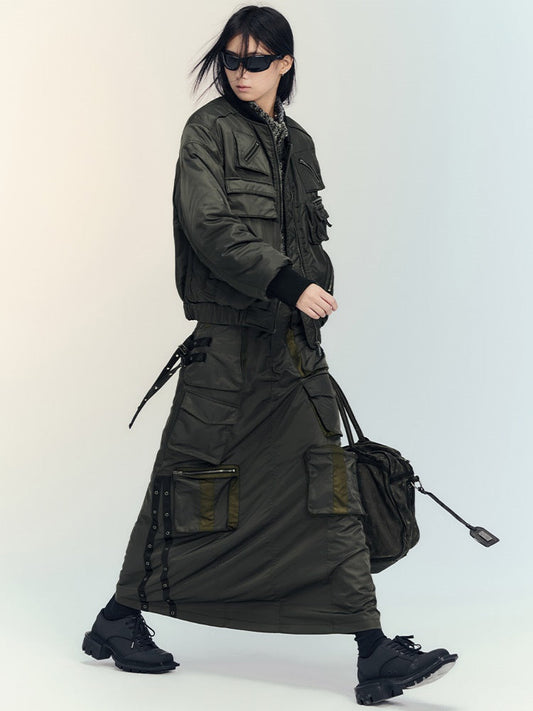 밀리터리 캐주얼 사이드포켓 핸썸 Ma1&amp;플레어스커트 