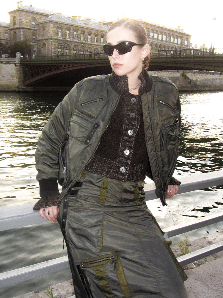 밀리터리 캐주얼 사이드포켓 핸썸 Ma1&amp;플레어스커트 