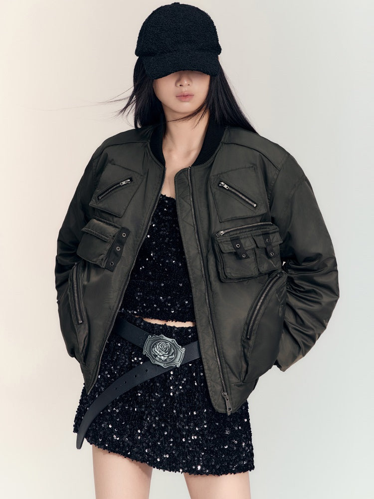 밀리터리 캐주얼 사이드포켓 핸썸 Ma1&amp;플레어스커트 