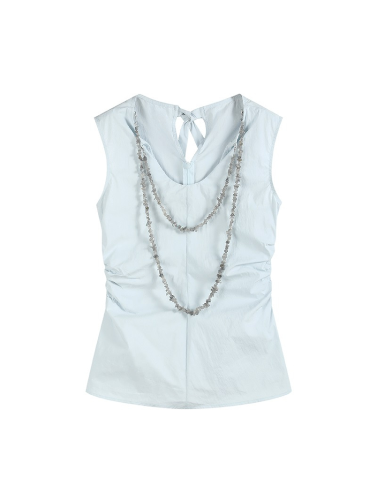 Detachable Chain U-neck Cinch Waist Tank