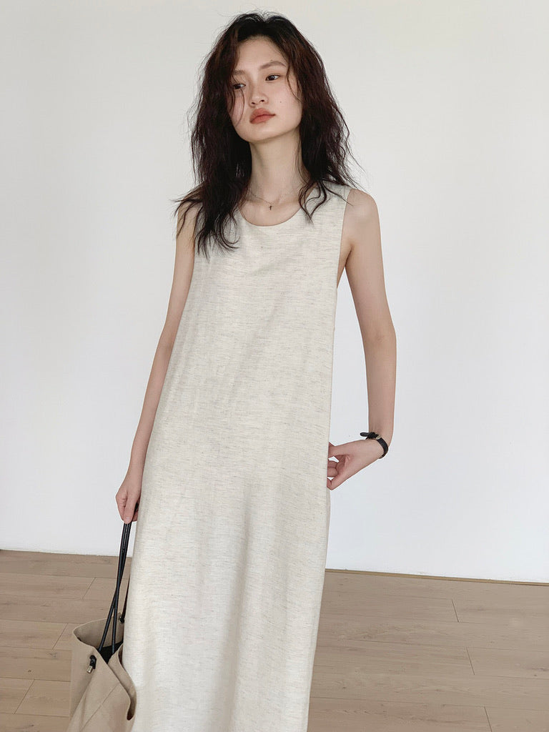 Twist Back Pocket Maxi Dress in Off White