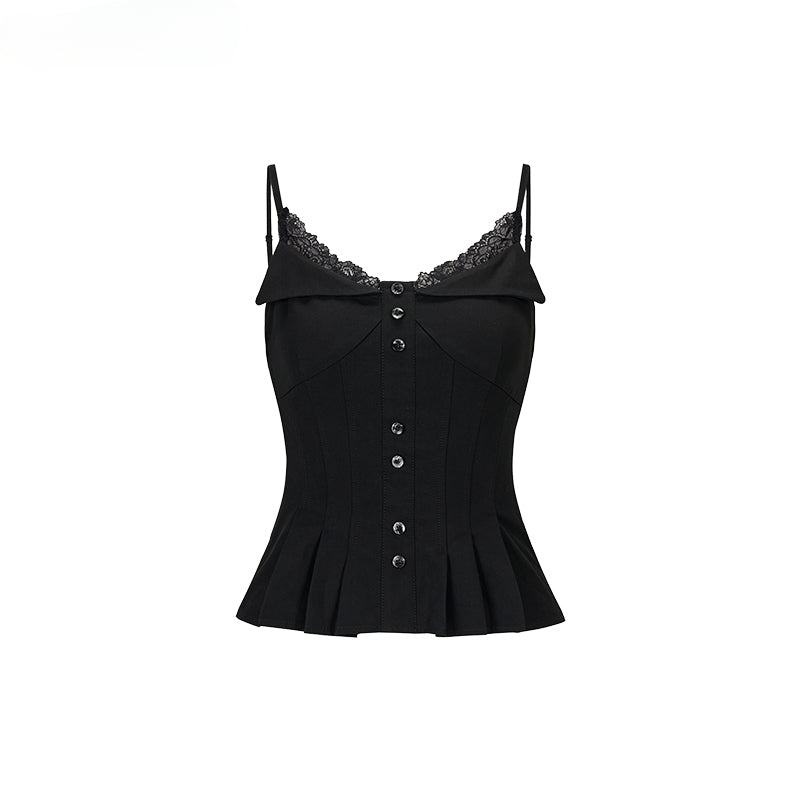 Black Lace Paneling Camisole