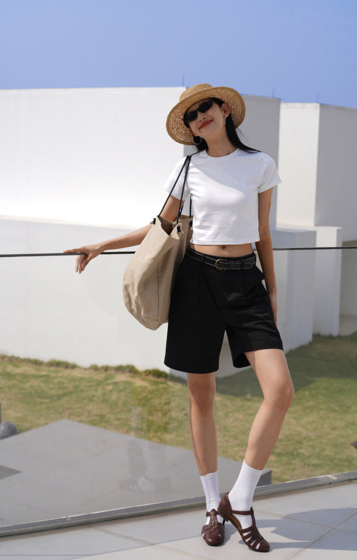 Classic Cropped Tee in White