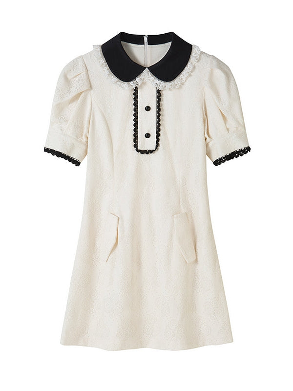 Short Sleeve Doll Collar Short Dress