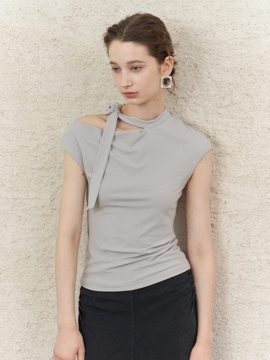 Original Tencel Knit Cutout Tie Shoulder Top