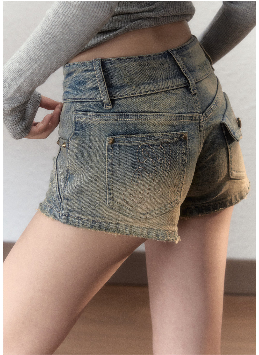 Washed Vintage Denim Shorts