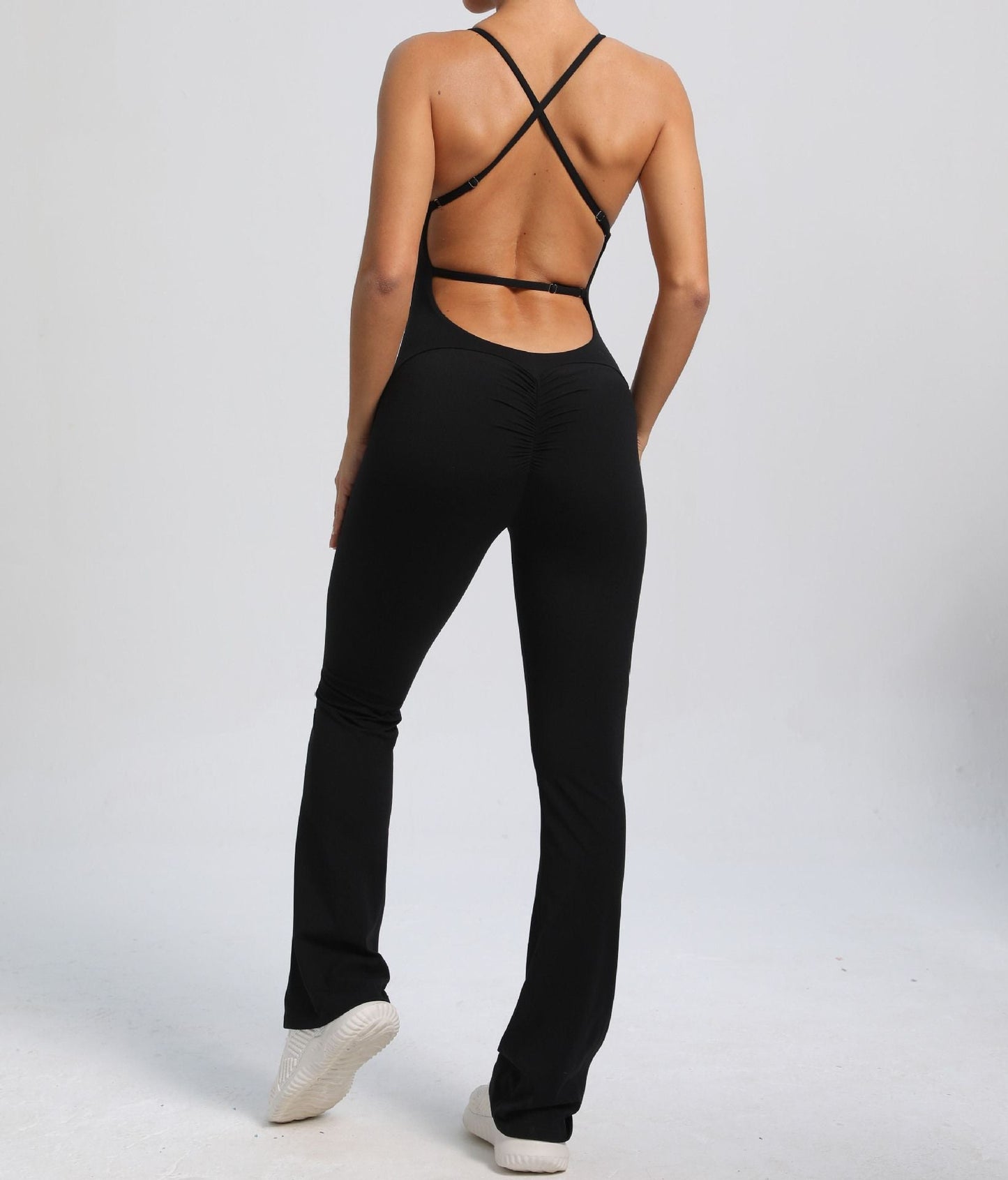 Power Backless Flared Jumpsuit