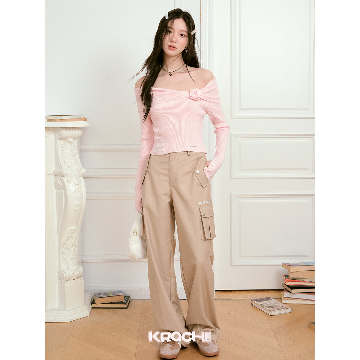 Kroche Multi-Pocket Oversized Cargo Pants Khaki