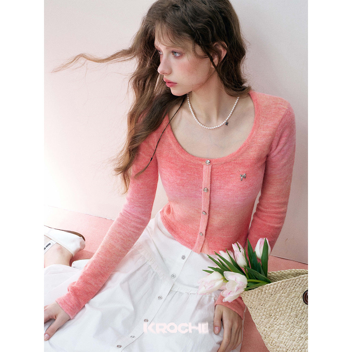 Kroche Peachy Gradient Woolen Cardigan