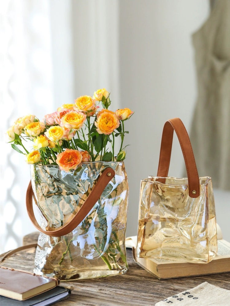 Handbag Style Glass Flower Vase