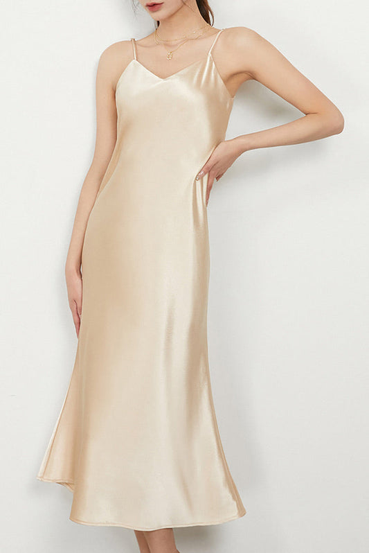 V Cami Slip Dress in Champagne