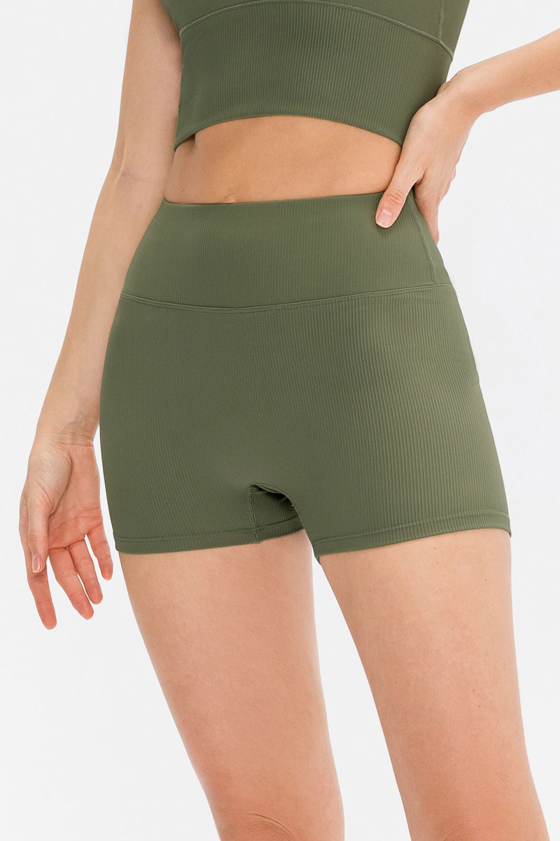 Ribbed High-Rise Seamless Shorts