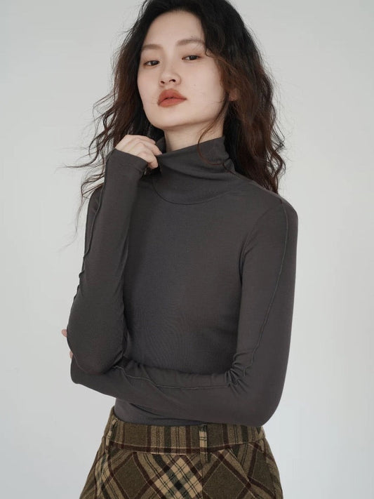 Tencel Line Turtleneck in Grey