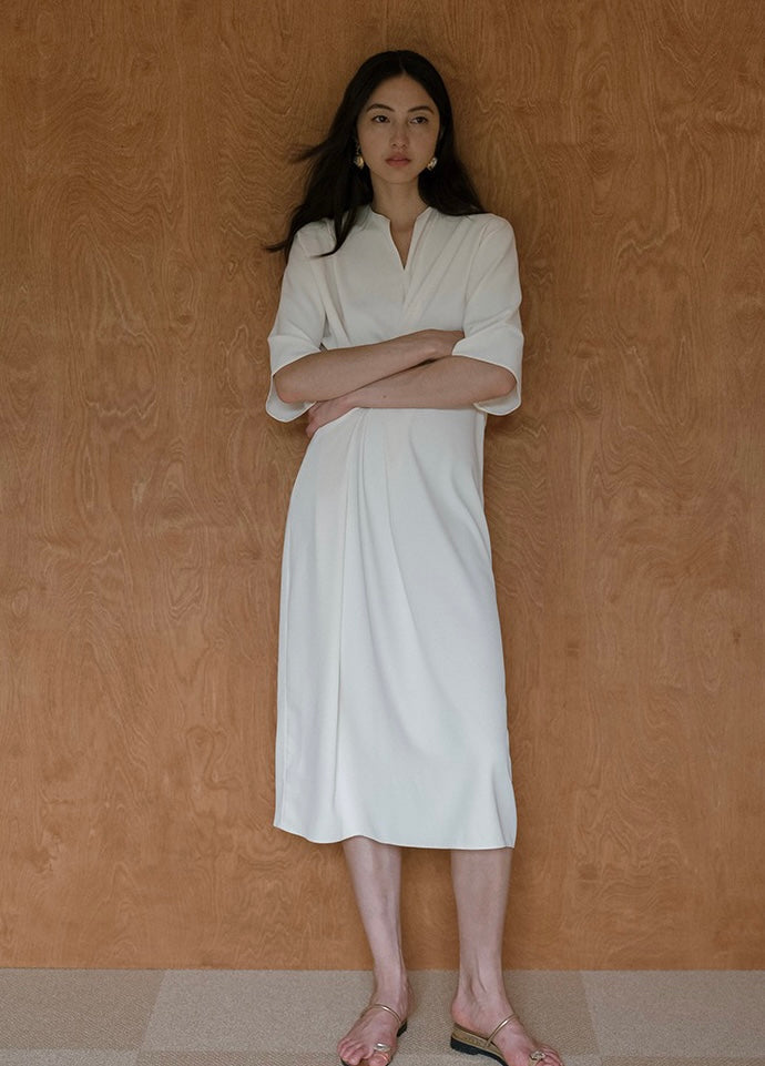 Mandarin 매듭 시프트 드레스