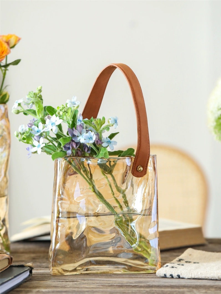 Handbag Style Glass Flower Vase