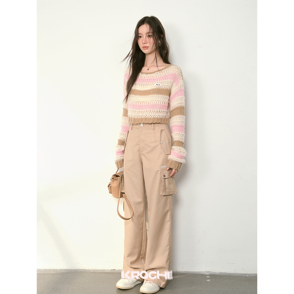 Kroche Multi-Pocket Oversized Cargo Pants Khaki