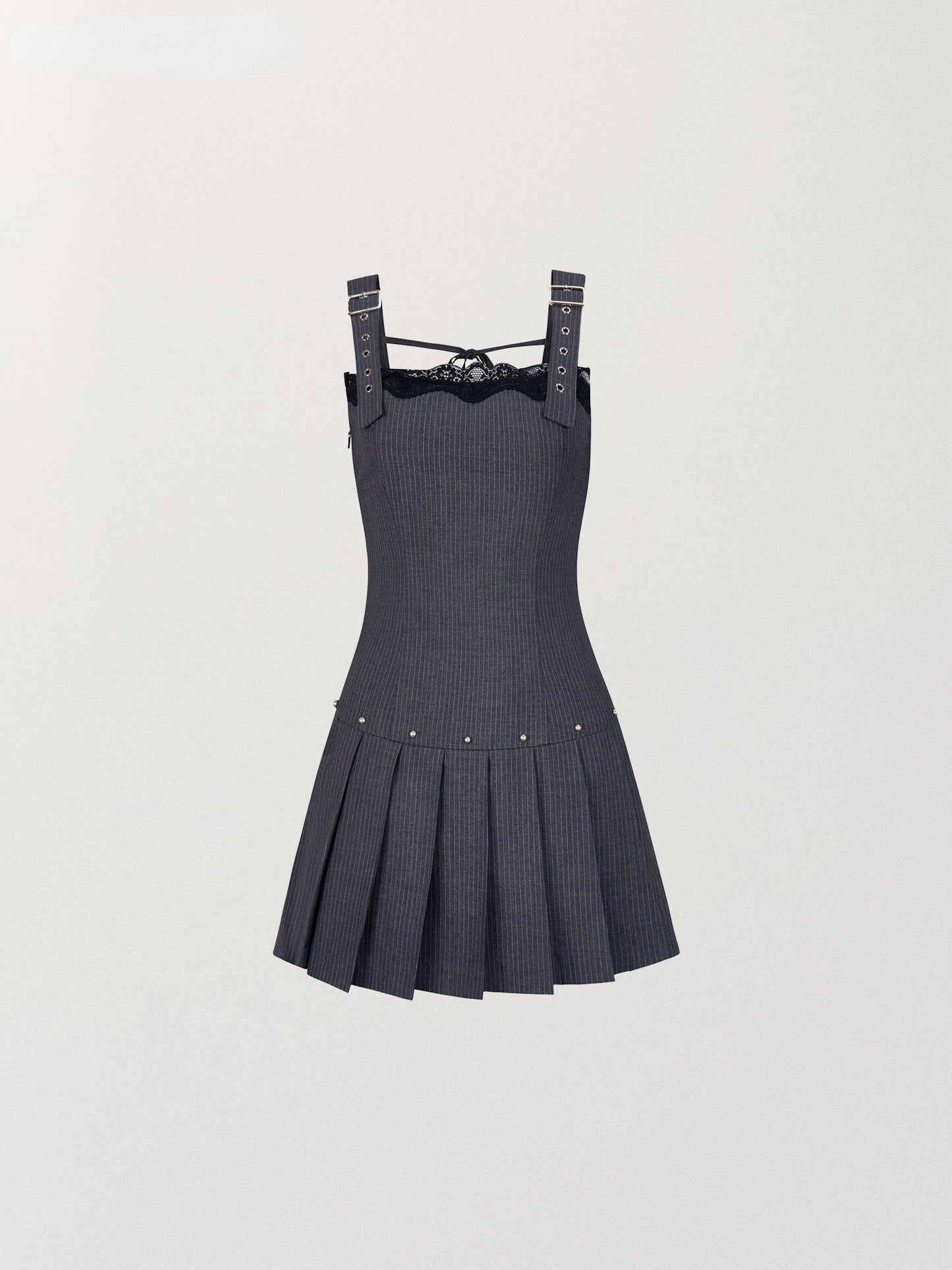 Suit-Style Lace Pleated Mini Dress