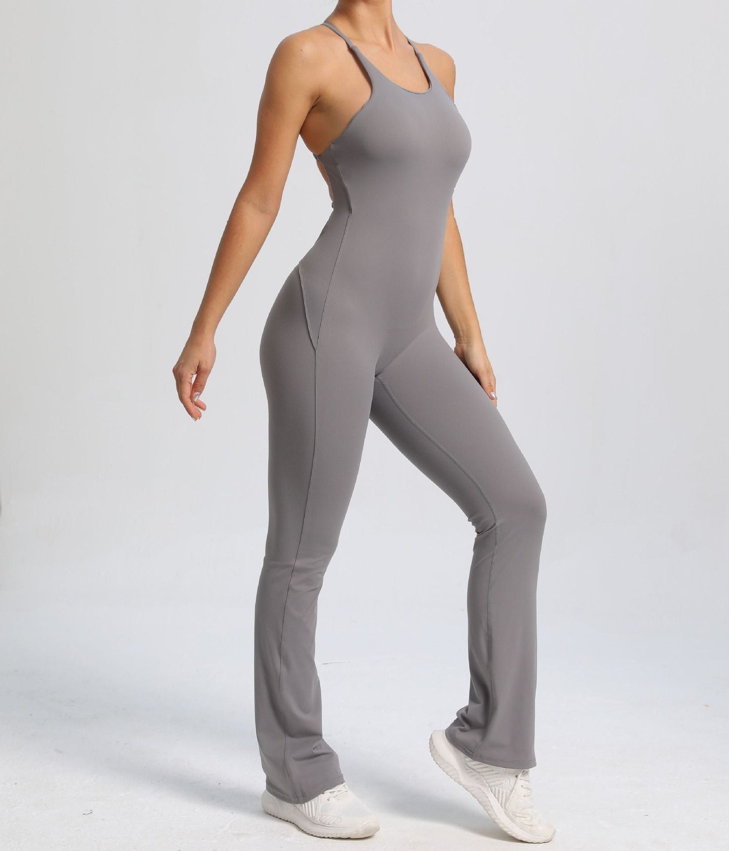 Power Backless Flared Jumpsuit