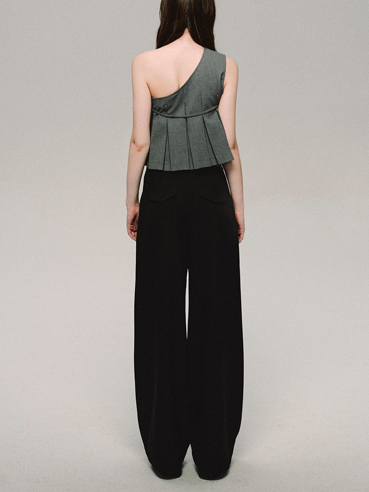 Straight Bijou High-Waist Wide-Leg Cool Pants