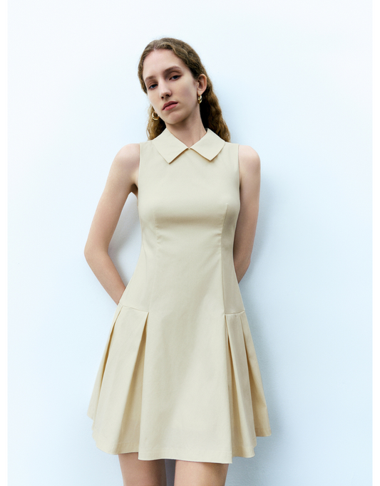 Sleeveless Lapel A-Line Dress