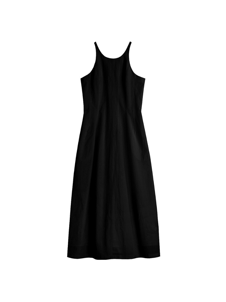 Textured Round Neck Sleeveless A-line Dress