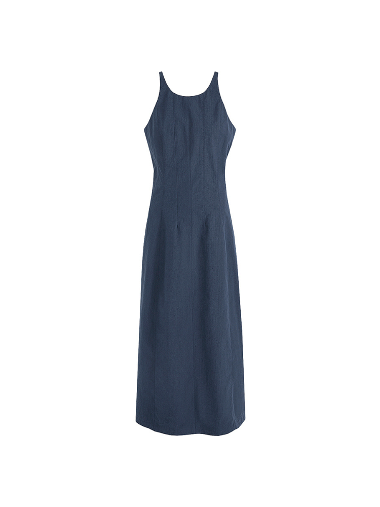 Textured Round Neck Sleeveless A-line Dress