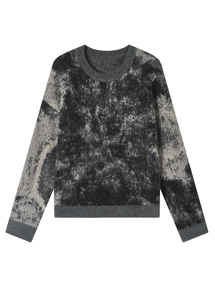 Tie-Dye Crew-Neck Retro Oversize Knit