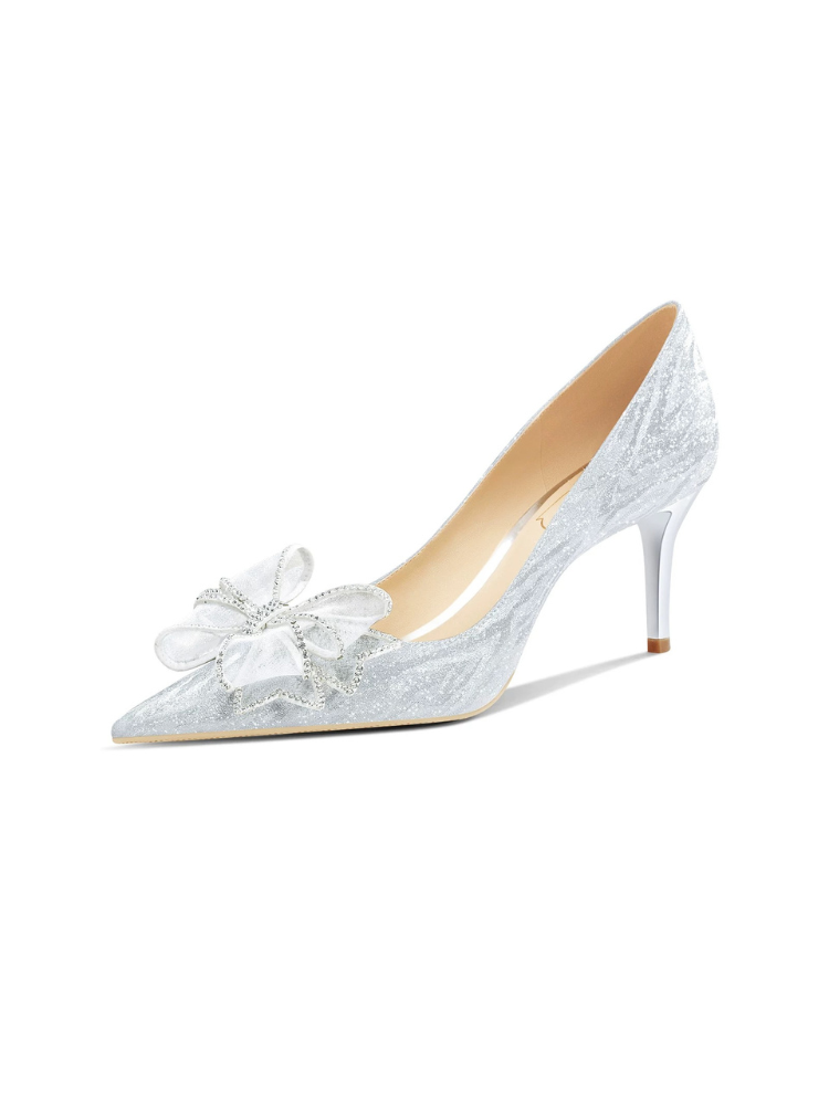 Crystal Silver Bow High Heels